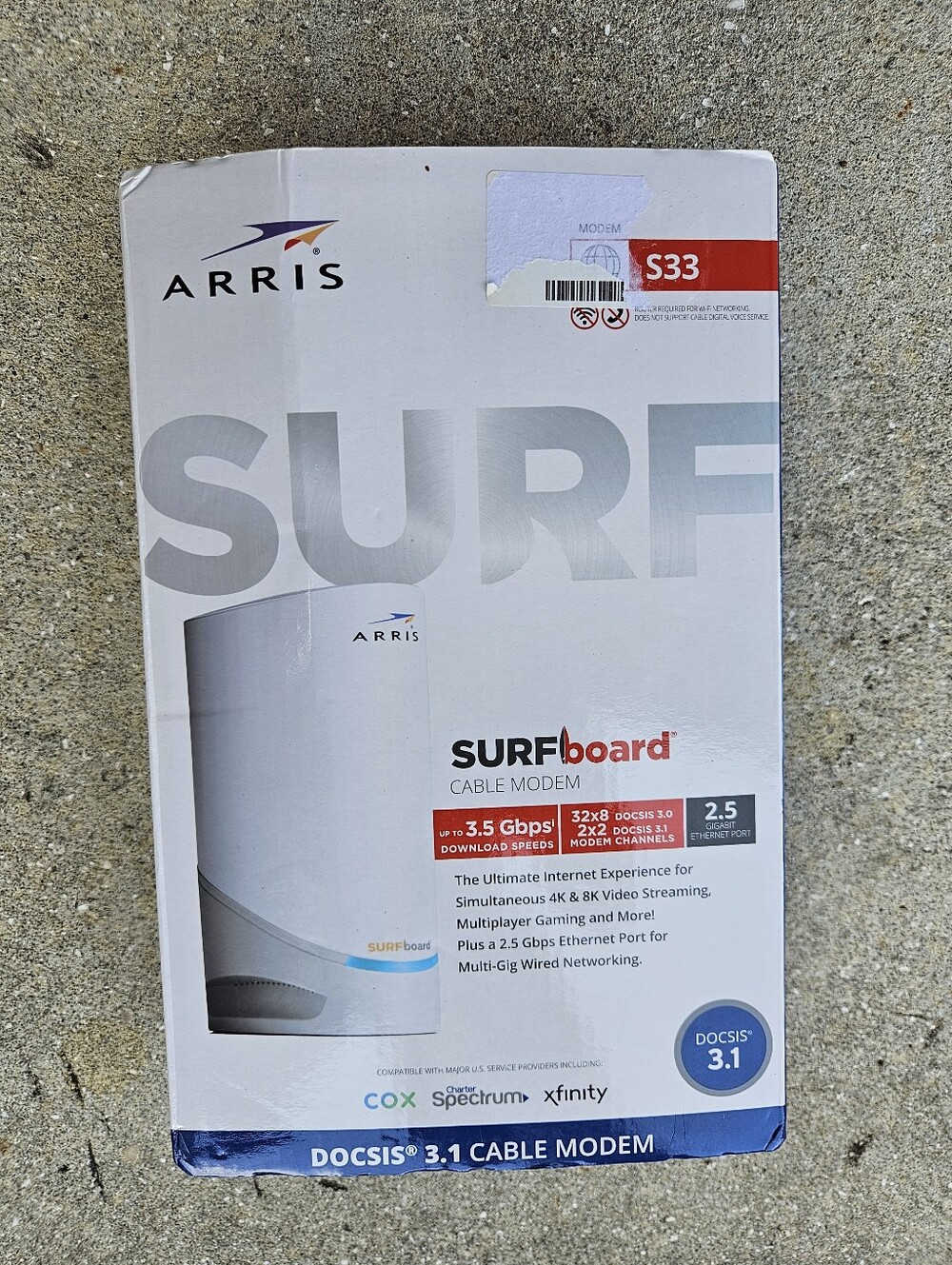 ARRIS S33 V2 SURFboard DOCSIS 3.1 Multi-Gigabit Cable Modem 2.5 Gbps